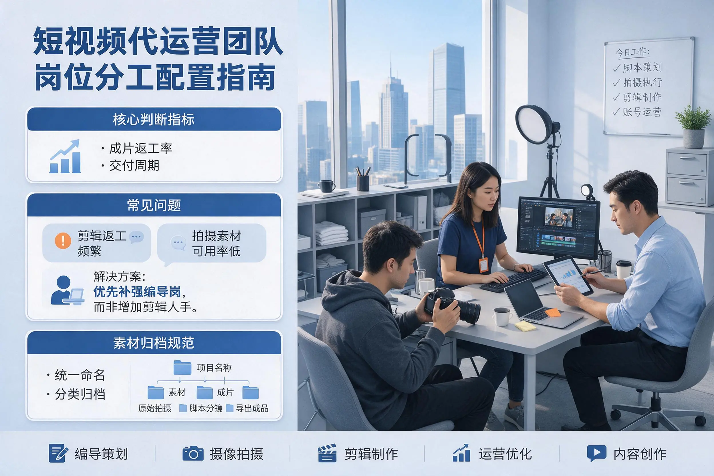 短视频代运营团队如何配置？昌吉企业岗位分工科普说明