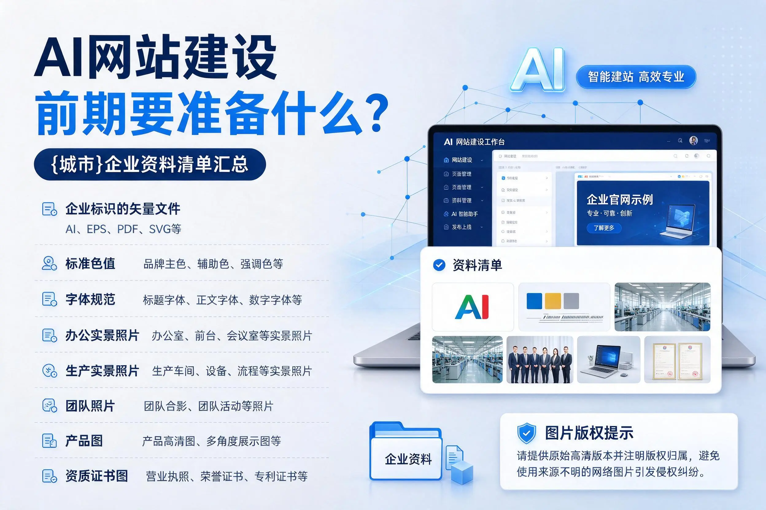 AI网站建设前期要准备什么?昌吉企业资料清单汇总